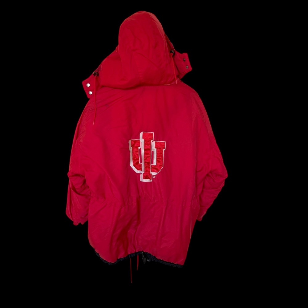 90's Indiana University Hoosiers Parka Jacket Red Mens XL IU Hooded Distressed
